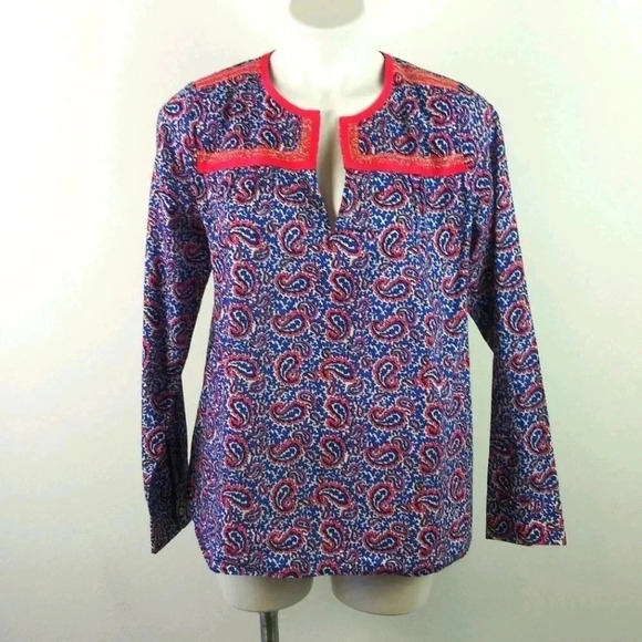 J.Crew Paisley Multicolored Peasant Cotton Blouse - Picture 1 of 6